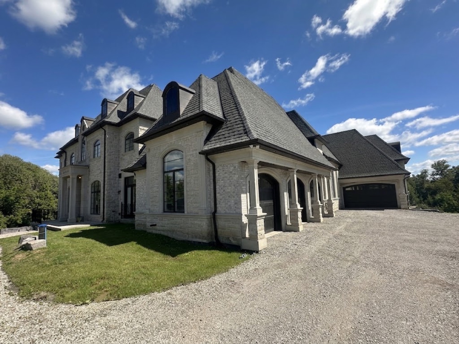 Stone chateau with turret and spotless glass