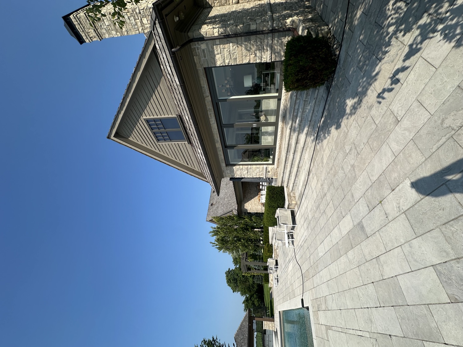 Luxury stone home with spotless glass doors